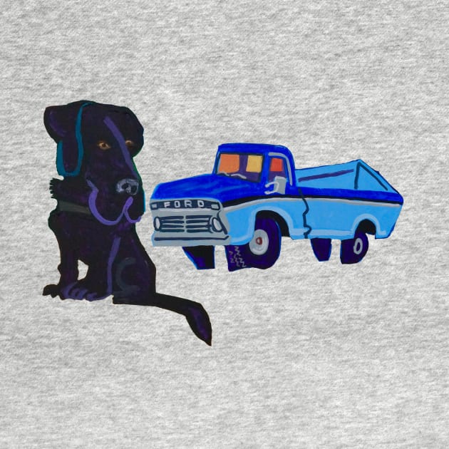 Black Lab and Pickup Truck by SPINADELIC